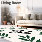 Playful Panda Bamboo Leaves Rug