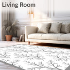 Minimalist Gray Branch Silhouette Rug