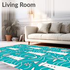 Coastal White Lighthouse Anchor Seashell Waves Rug