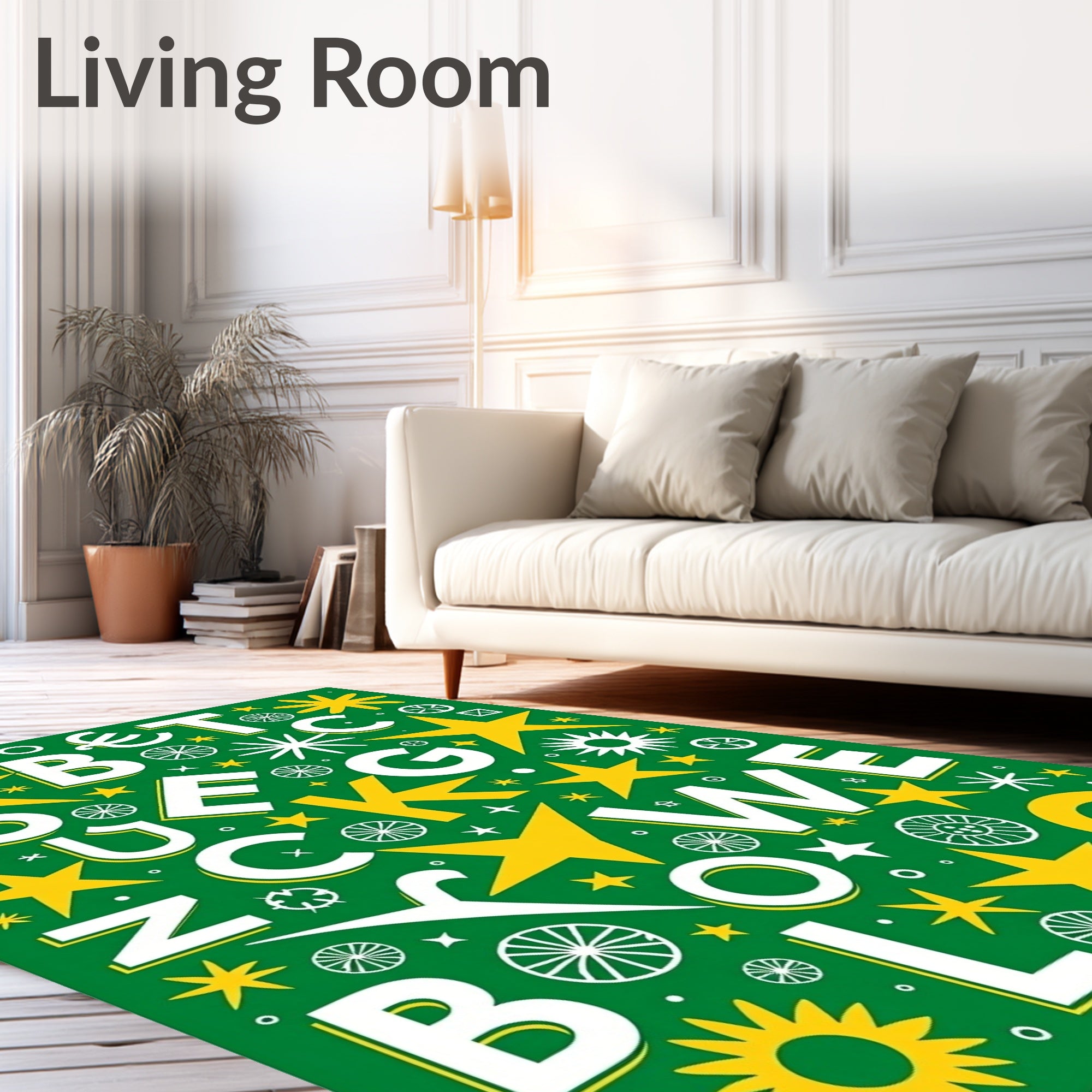 Bold Yellow Starburst Alphabet Rug