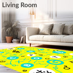 Yellow Abstract Alphabet Music Symbols Rug