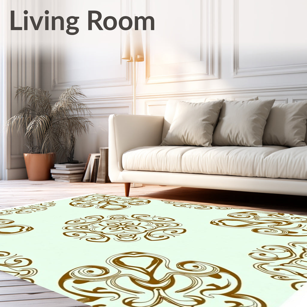 Brown Abstract Medallion Swirl Rug