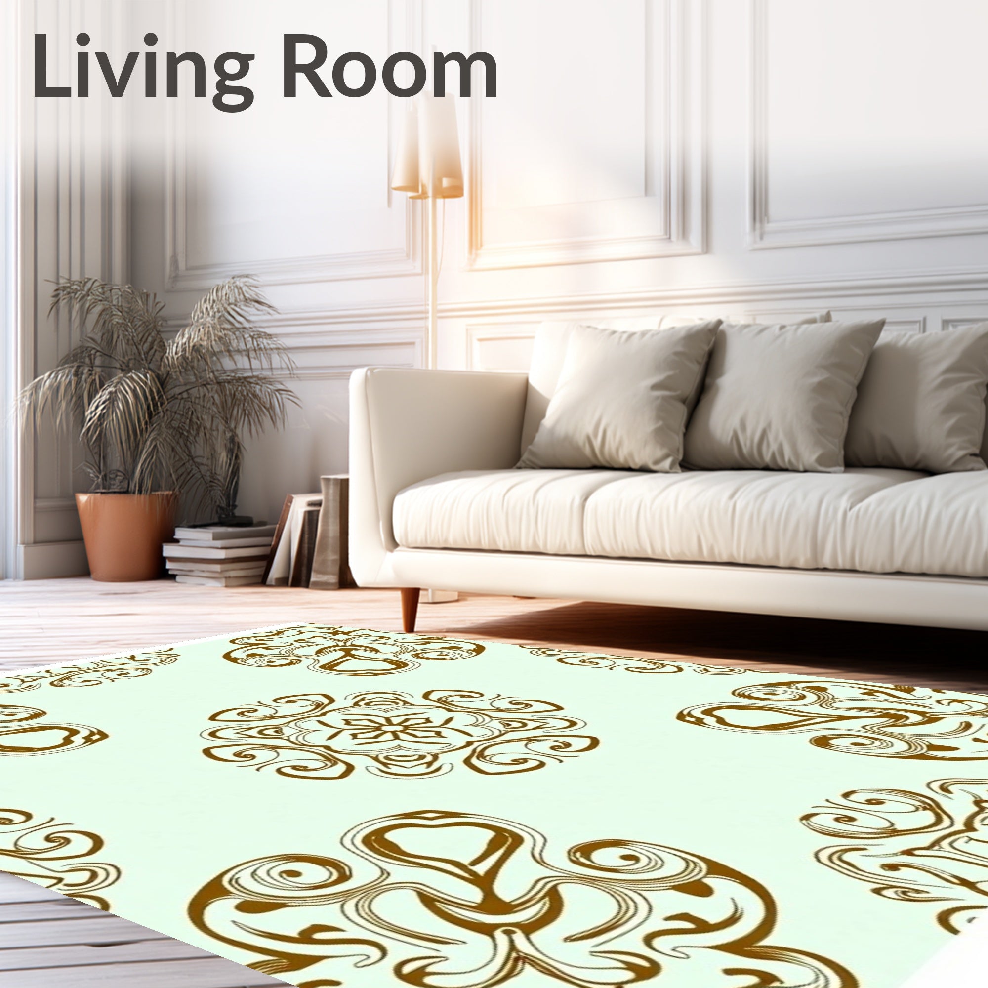 Brown Abstract Medallion Swirl Rug