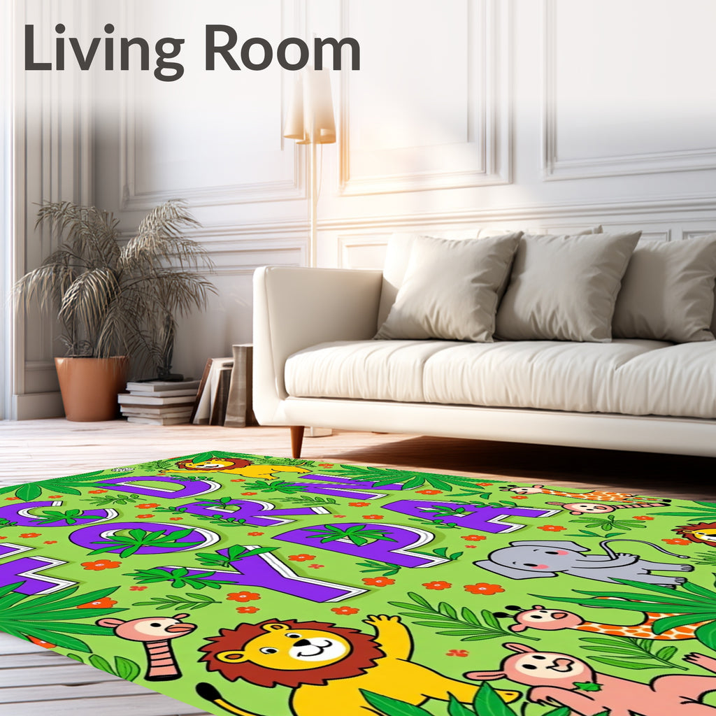 Jungle Wild Animals Alphabet Rug