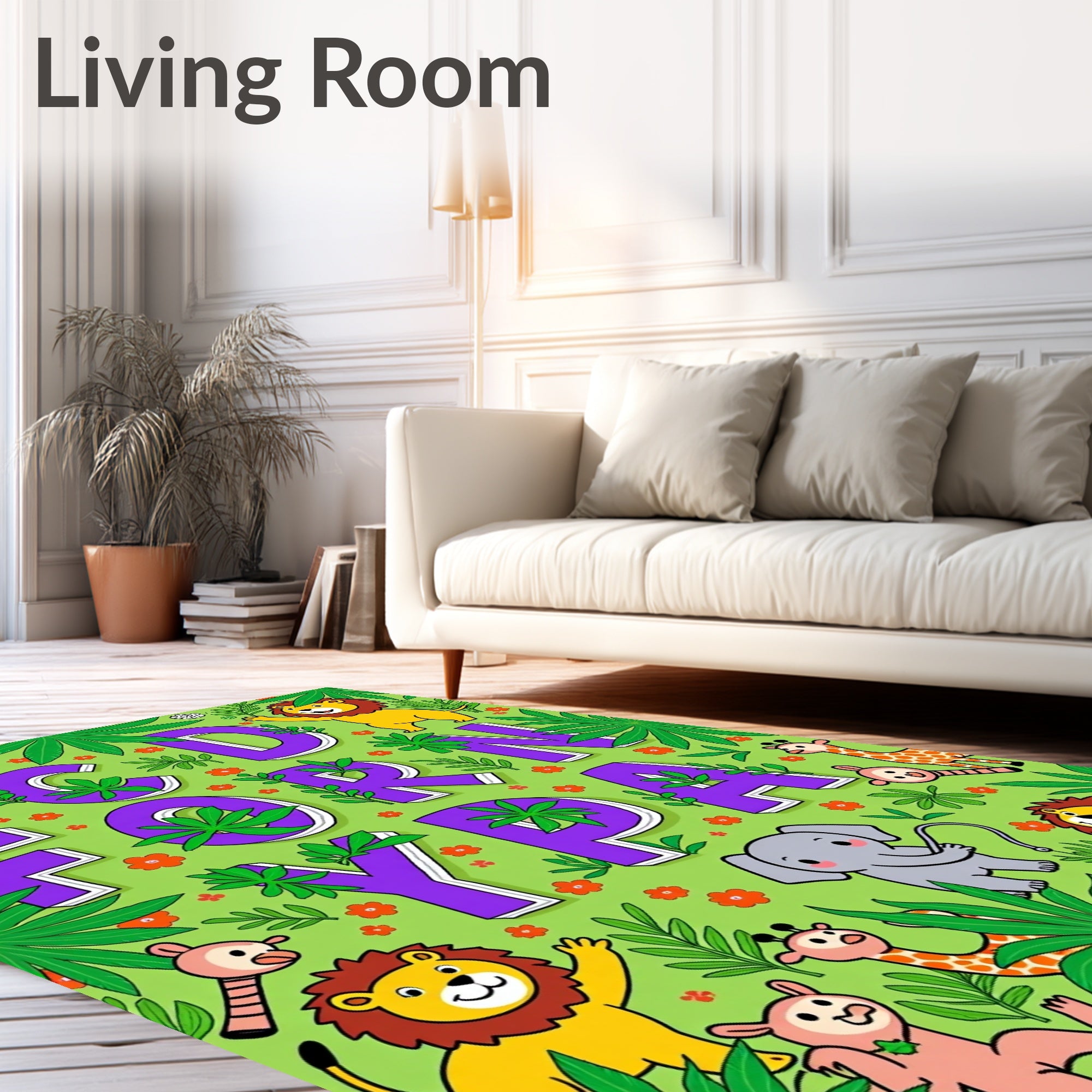 Jungle Wild Animals Alphabet Rug
