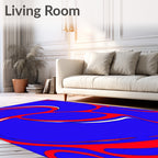 Bold Blue Red Swirl Abstract Rug