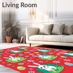 Playful White Bunny Easter Egg Meadow Rug
