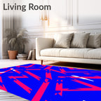 Dynamic Electric Blue Pink Rays Rug