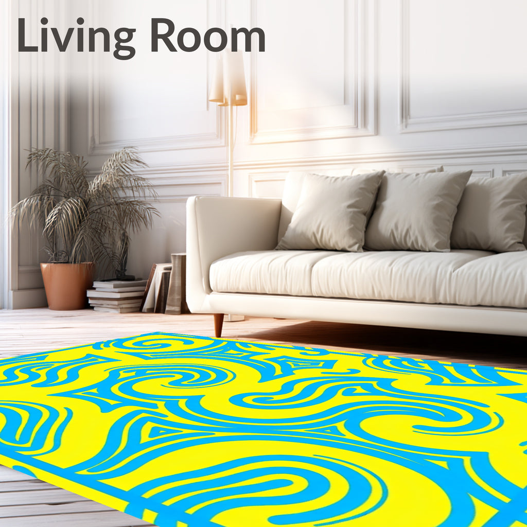 Vivid Yellow Electric Swirls Rug
