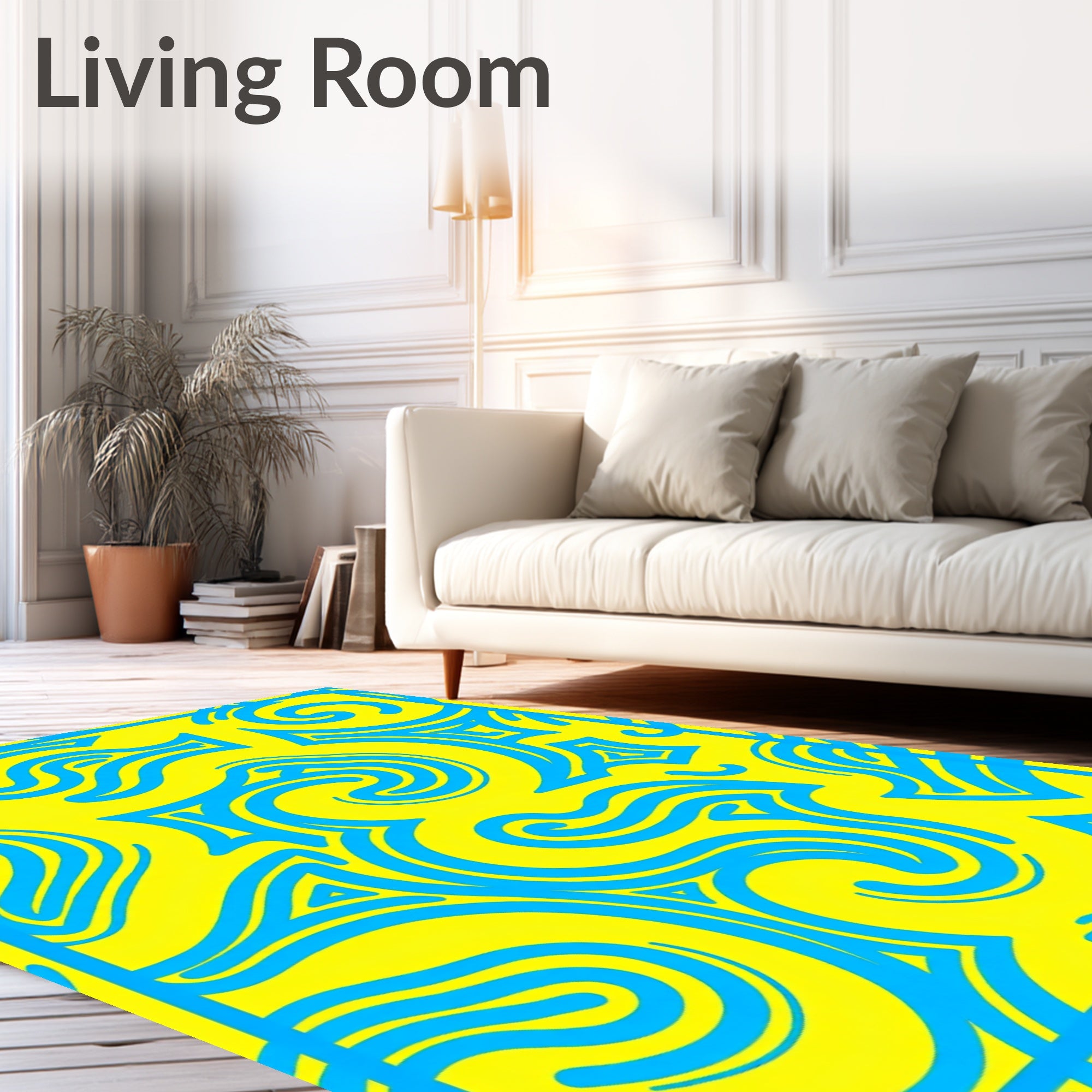 Vivid Yellow Electric Swirls Rug
