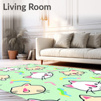 Cute Kawaii Cats Rainbow Swirls Rug