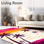 Tropical Sunset Palm Tree Scene Rug