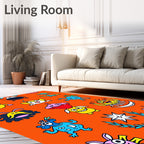Whimsical Colorful Monster Collage Rug