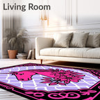 Vibrant Pink Unicorn Floral Lattice Frame Rug