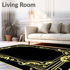 Golden Art Nouveau Floral Frame Rug