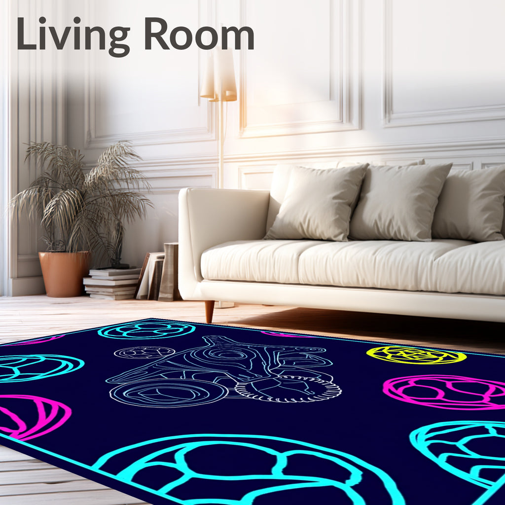 Abstract Neon Circles Organic Form Rug