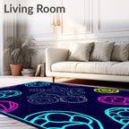 Abstract Neon Circles Organic Form Rug