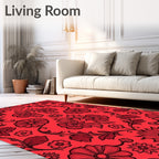 Rich Red Floral Vine Arrangement Rug