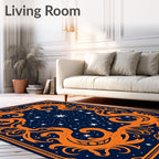 Ornate Blue Celestial Night Swirl Rug