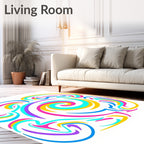 Vibrant Swirl Rainbow Abstract Art Rug