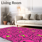 Hot Pink Retro Bottle Motif Rug