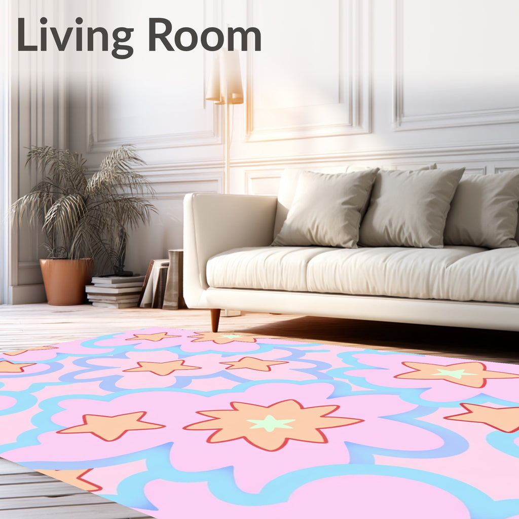 Pastel Pink Starburst Cloud Collage Rug