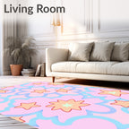 Pastel Pink Starburst Cloud Collage Rug