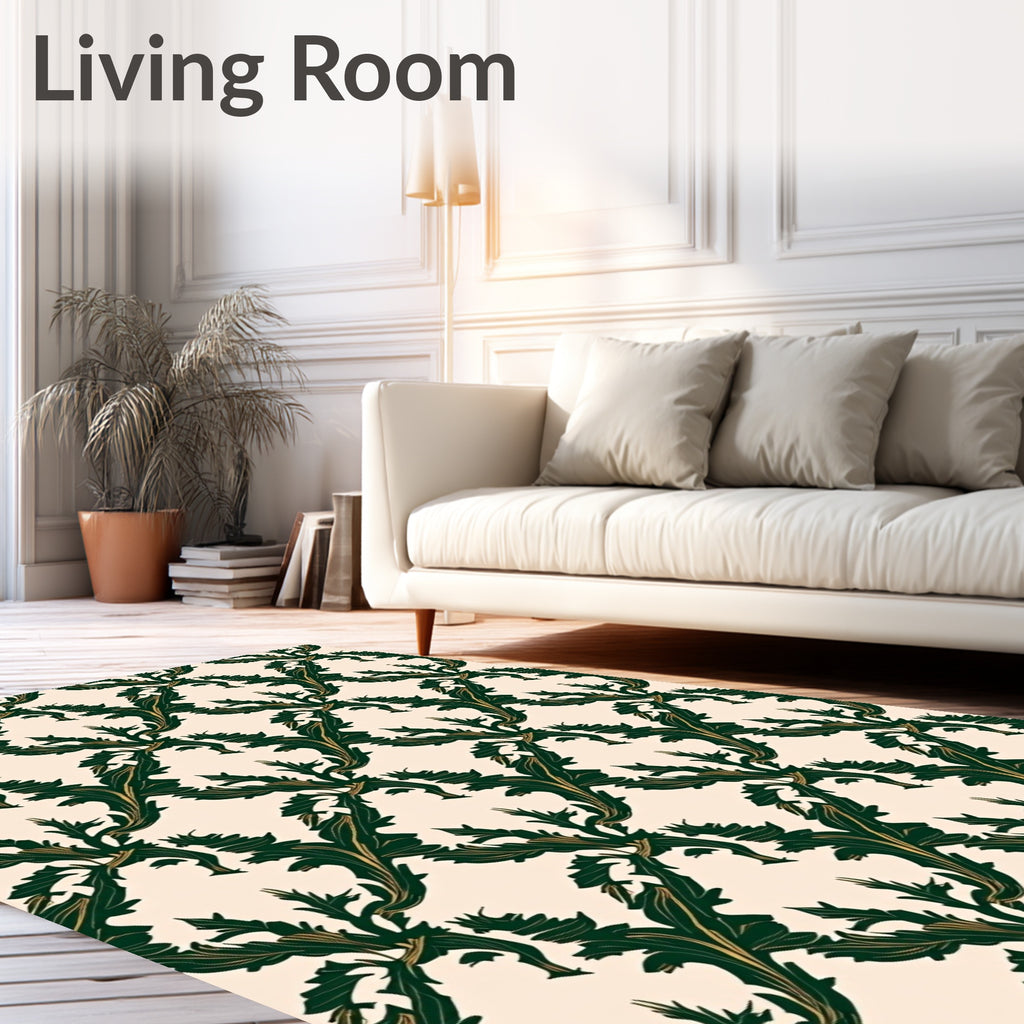 Emerald Green Acanthus Swirl Area Rug