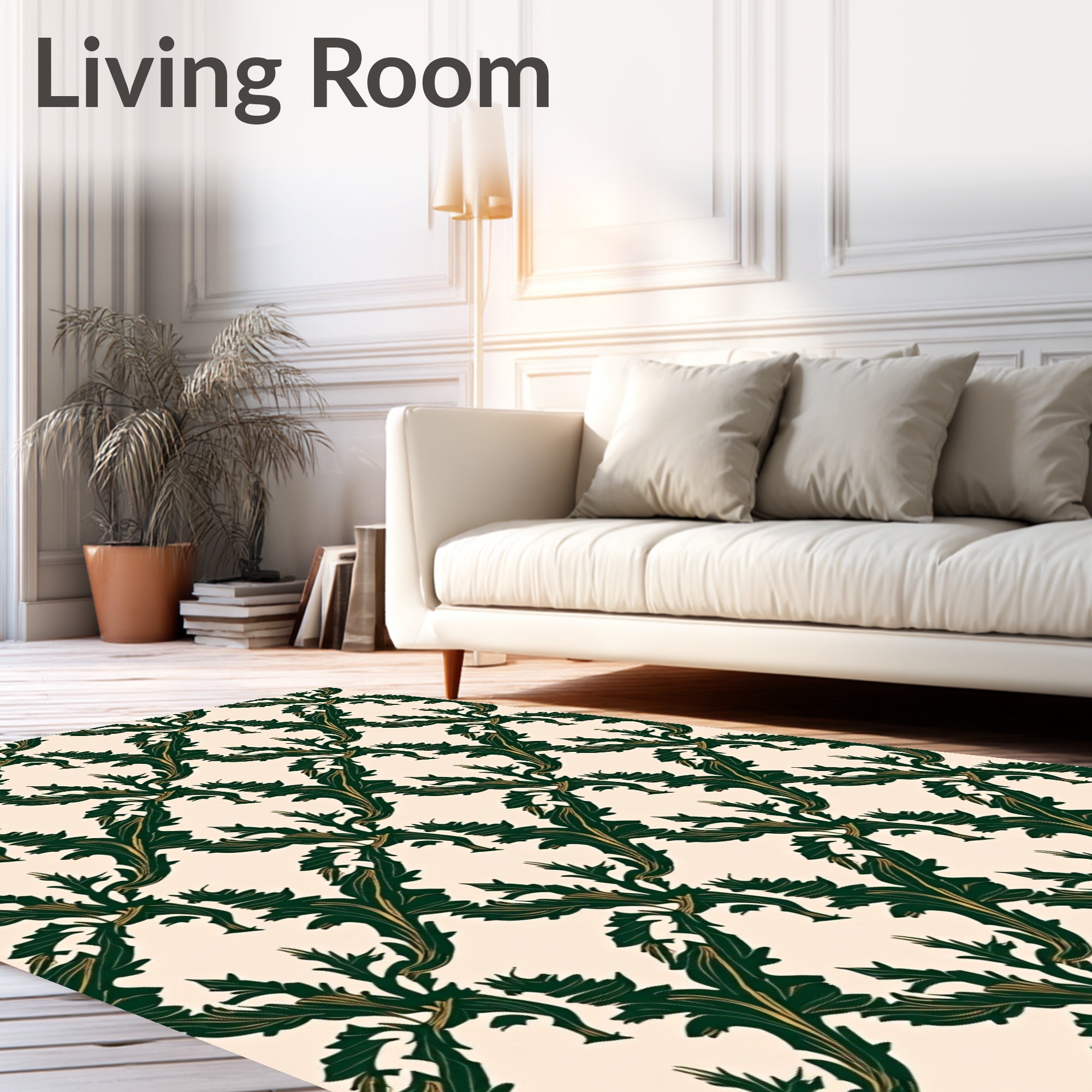 Emerald Green Acanthus Swirl Area Rug