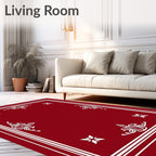 Crimson White Ornate Corner Floral Rug