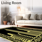 Golden Cityscape Urban Skyline Rug