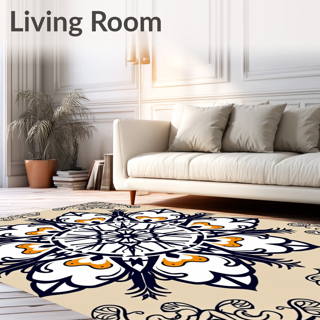 Crimson and Cream Floral Medallion Rug