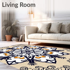 Crimson and Cream Floral Medallion Rug