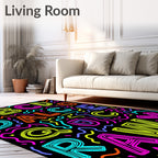 Neon Alphabet Confetti Rug