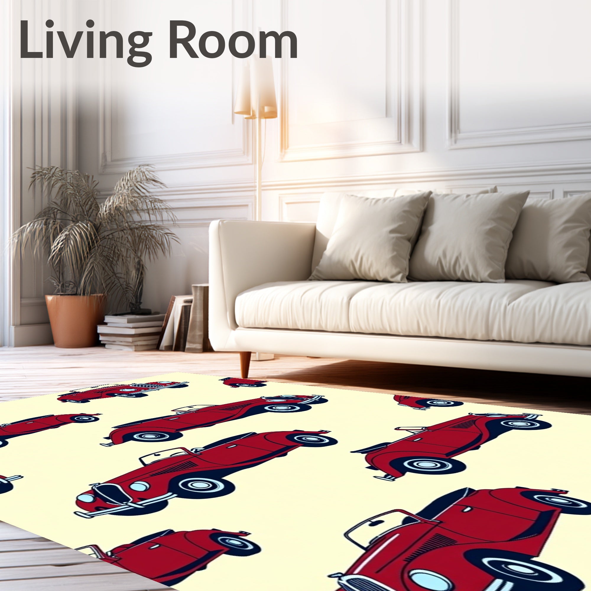 Classic Red Convertible Automobile Repeat Rug