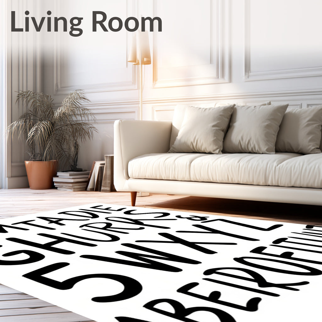 Black Bold Alphabet Scatter Rug