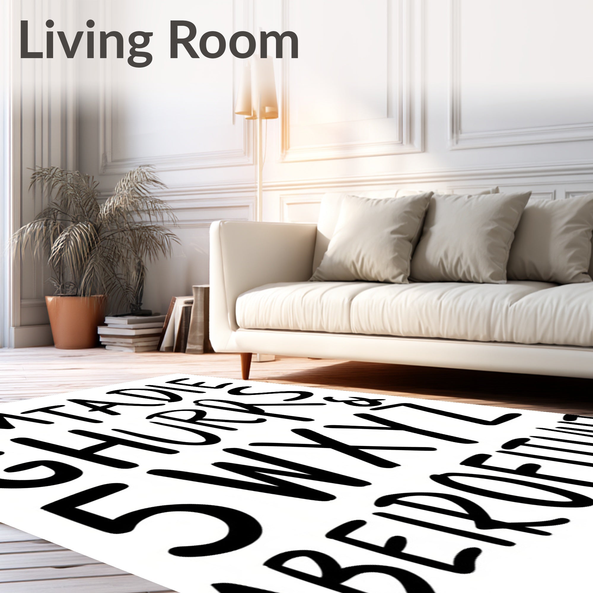 Black Bold Alphabet Scatter Rug