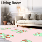 Whimsical Mint Red Bear Clouds Rug
