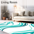 Teal Ocean Wave Stripe Rug