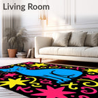 Jazzy Blue Cat Sparkle Stars Rug