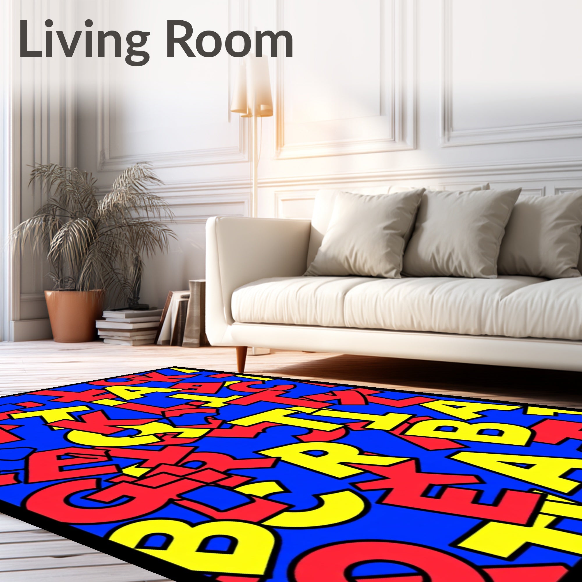 Red Yellow Blue Alphabet Chaos Rug
