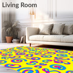 Radical Pink Blue Swirls Rug