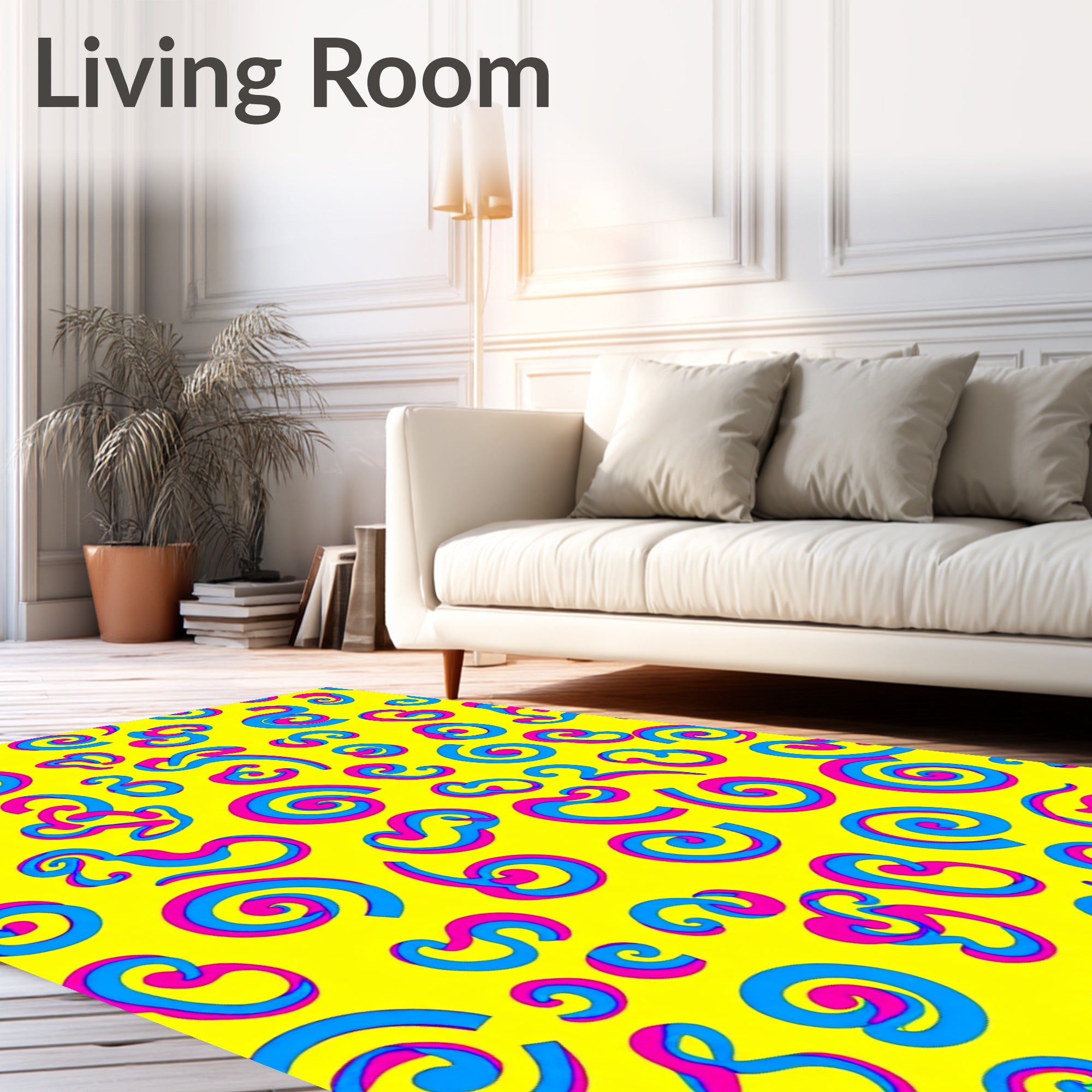 Radical Pink Blue Swirls Rug