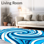 Deep Blue Swirl Abstract Harmony Rug