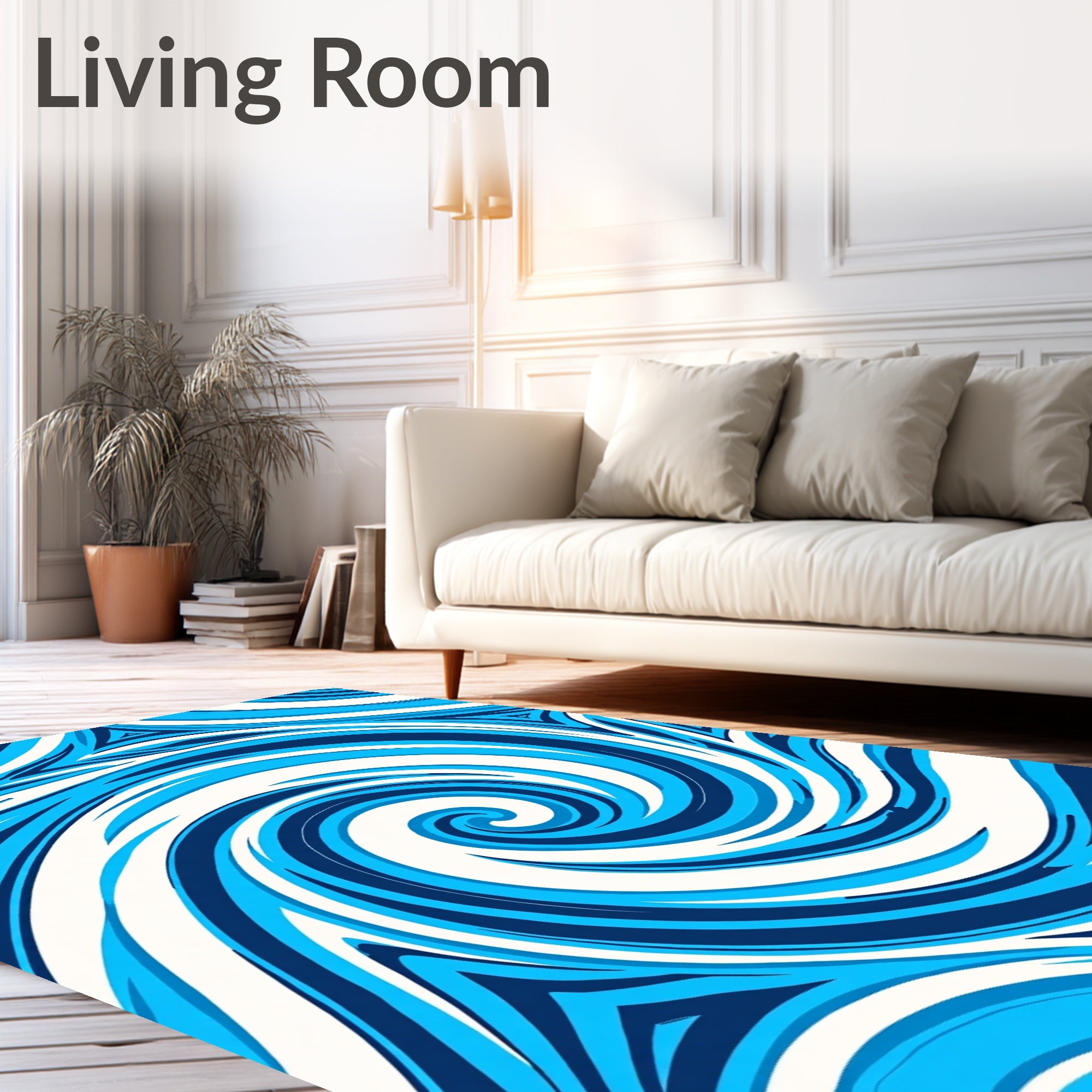 Deep Blue Swirl Abstract Harmony Rug