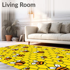 Golden Yellow Honeycomb Bee Assemblage Rug