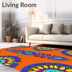 Vibrant Orange Mandala Medallion Fabric Rug