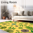 Tropical Yellow Leaf Floral Alphabet Rug