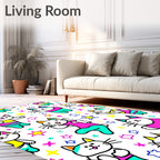 Vibrant Kitty Stars And Shapes Rug