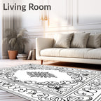 Lace Like Floral Medallion Border Rug